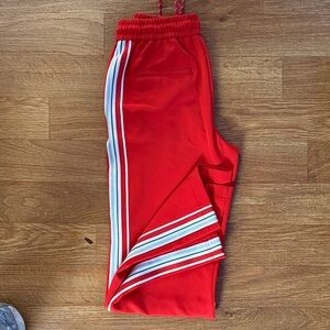 Never Worn Red wideleg Track Pants with Side Stripe